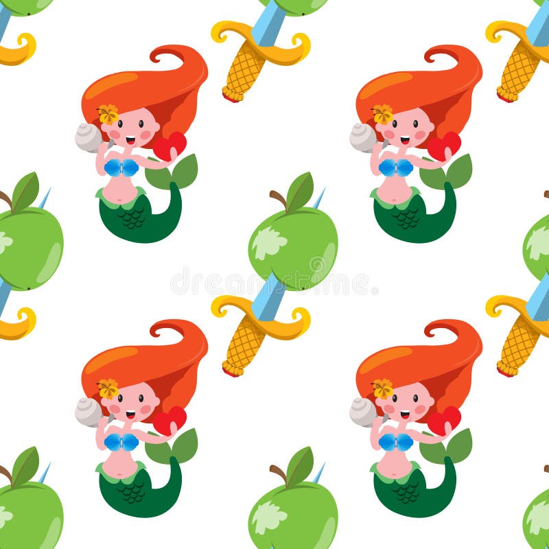 Seamless pattern for design surface Mermaid. stock illustration