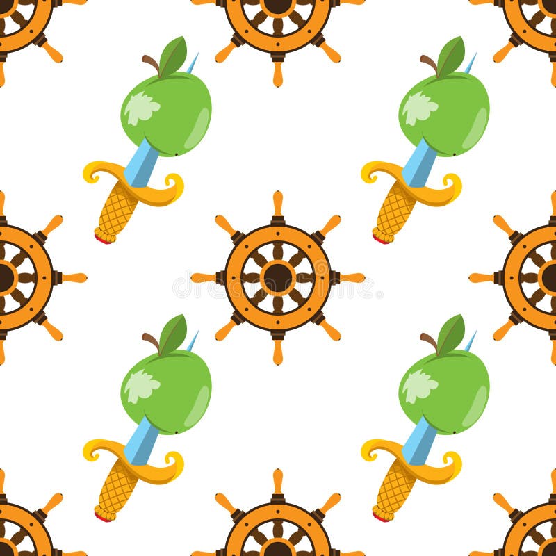 Seamless pattern for design surface Ship wheel stock illustration