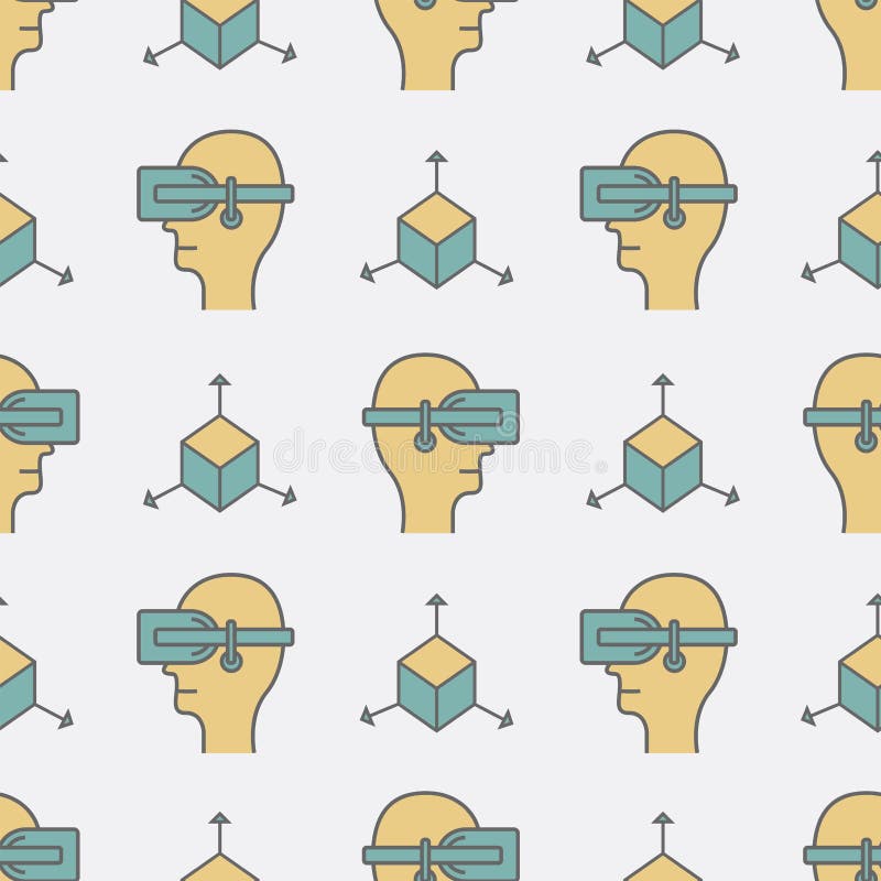 Seamless Pattern with Devices for Virtual Reality VR . Vector ...