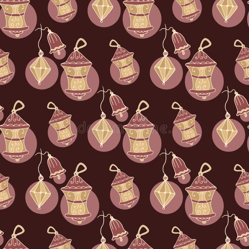 Seamless pattern with different christmas lanterns. royalty free illustration