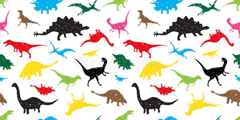 Vector Childish Wallpaper With Dinosaurs Cartoon Seamless Pattern With  Color Tyrannosaurus On A Yellow Background Royalty Free SVG Cliparts  Vectors And Stock Illustration Image 84950593