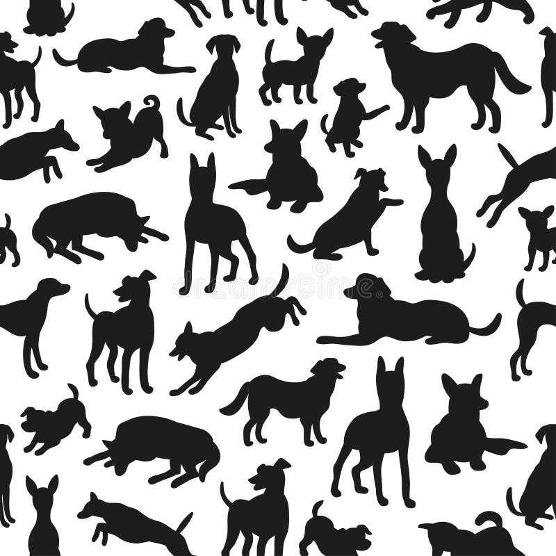 Download Seamless Pattern With Dog Silhouettes. Stock Vector - Illustration of cartoon, illustration ...