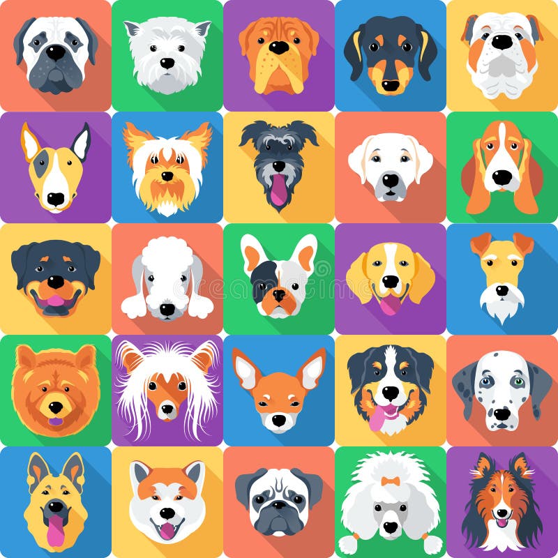 Seamless pattern with dogs flat design