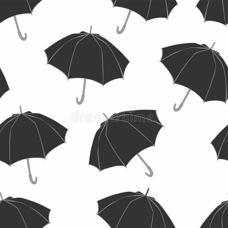 Seamless pattern with doodle umbrellas. For fabric, textile, wallpaper, wrapping paper. Vector Illustration. Hand drawn sketch.