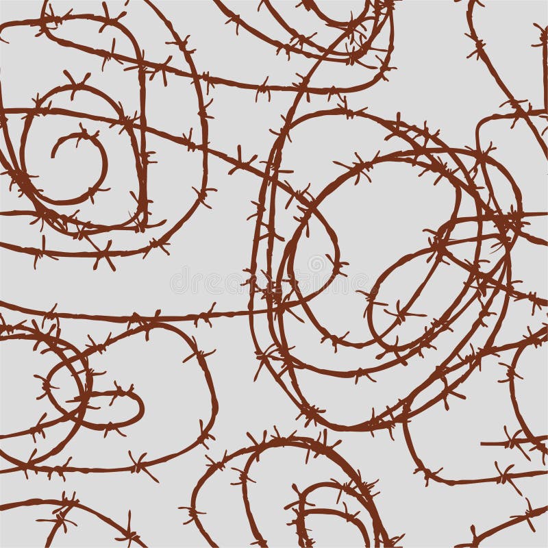 Seamless Pattern from Drawn Rusty Barbed Wire Stock Vector ...