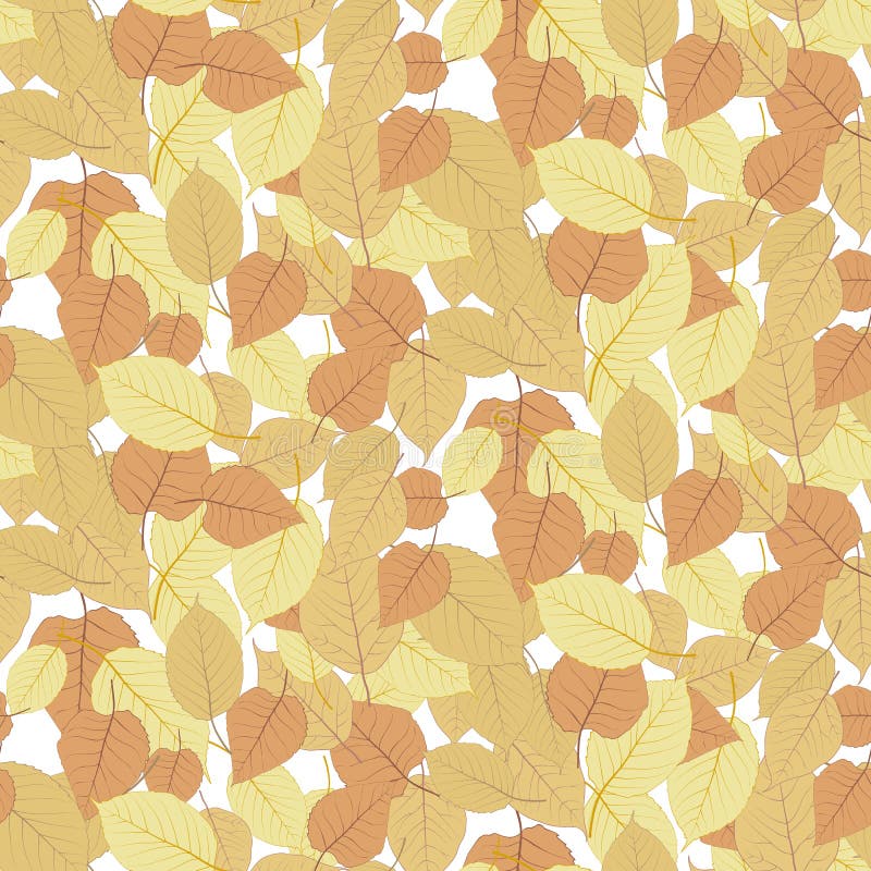 Seamless pattern with dry autumn leaves. Seamless pattern bright colorful autumn foliage isolated on white background. Graphic design autumn symbol. Orange yellow dry autumn leaves. Autumn foliage seasonal background. Vector illustration
