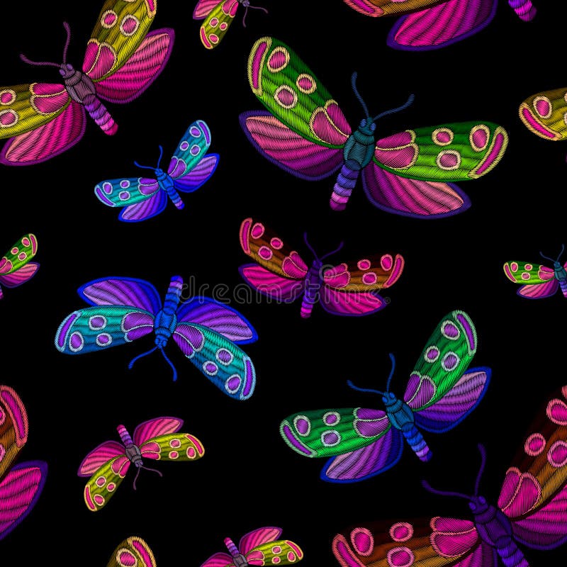 Seamless pattern with embroidery butterfly. royalty free illustration
