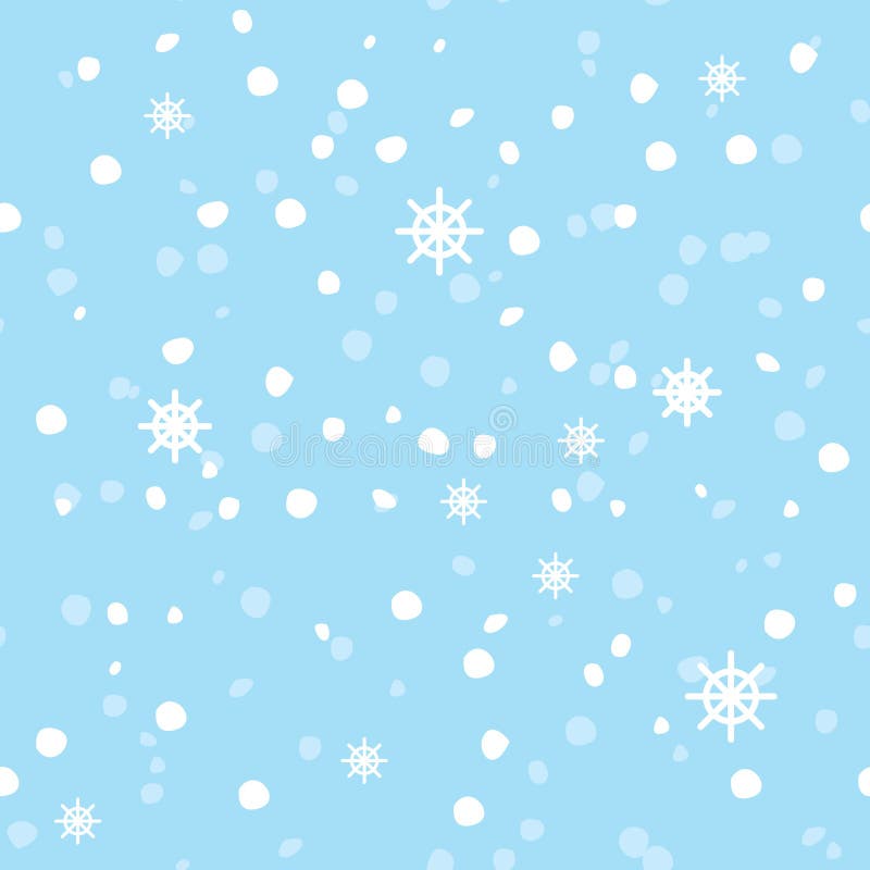 Seamless Pattern With Falling Snow On Blue Stock Vector - Illustration ...