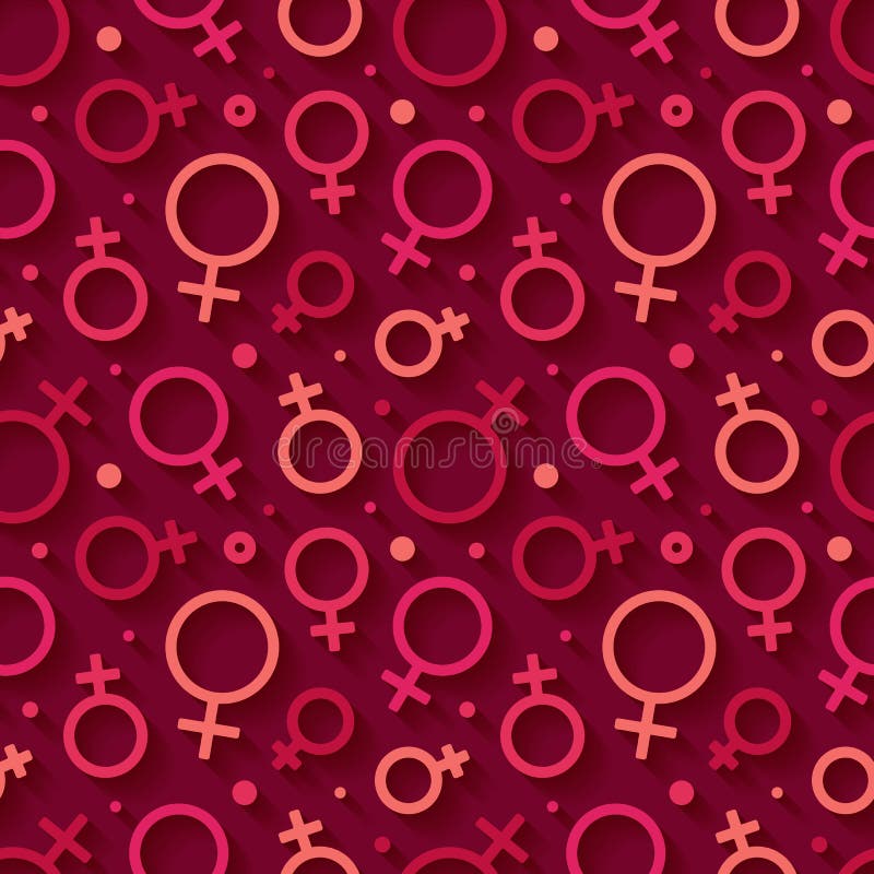 Seamless pattern with the female gender symbol