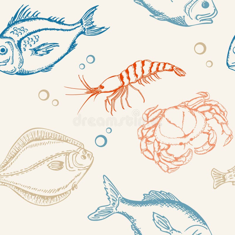 Seamless pattern with fish vector illustration