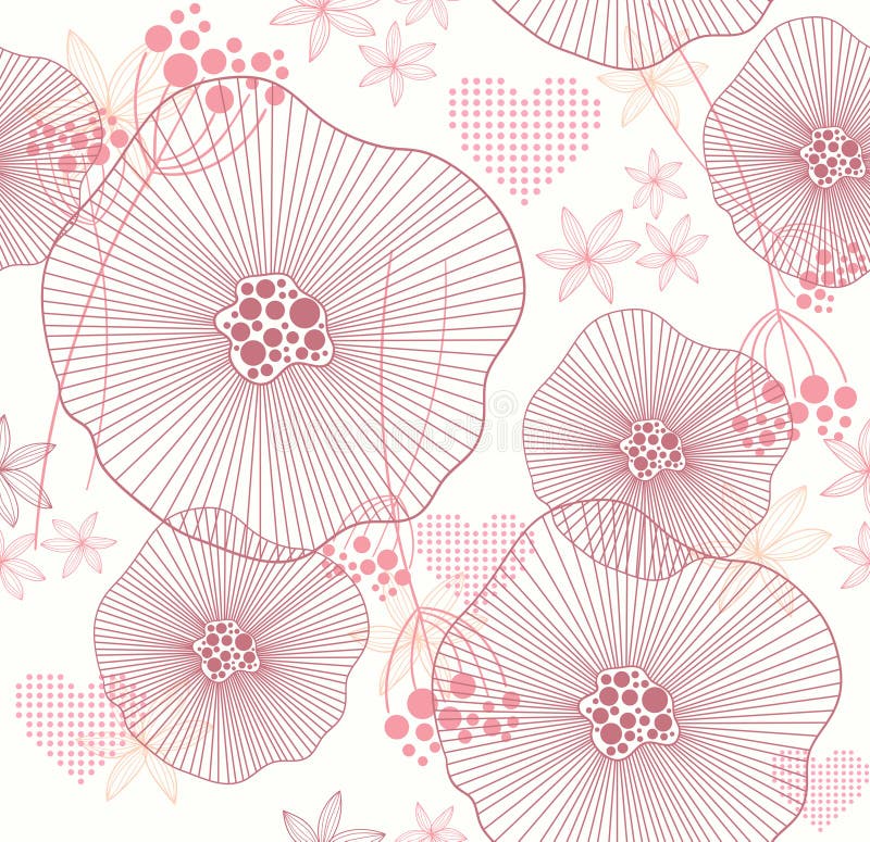 Seamless pattern with flowers and hearts stock illustration Seamless pattern with flowers and hearts stock illustration