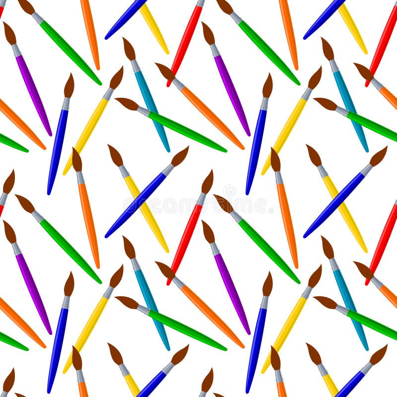 Seamless Pattern Forming with Bright Brushes and Pencils for Painting