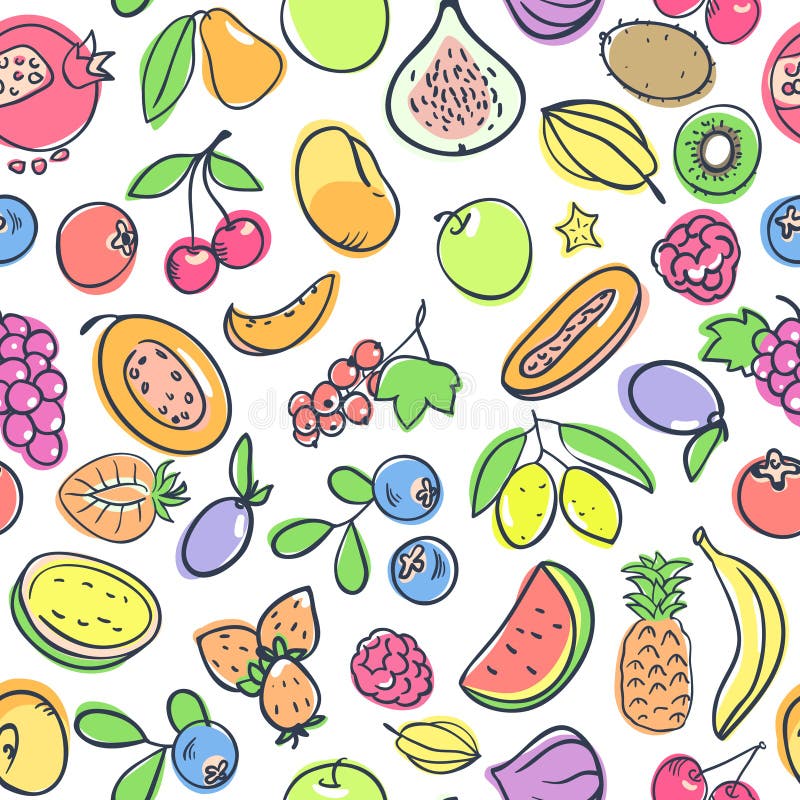 Seamless Pattern with Fruits. Stock Vector - Illustration of berry, pastel: 52394382 Seamless Pattern with Fruits. Stock Vector - Illustration of berry, pastel: 52394382