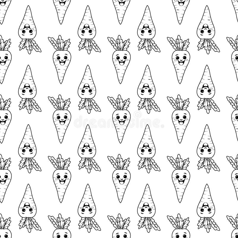 Seamless pattern with fun carrots. A pattern featuring contoured carrots. white background vector illustration