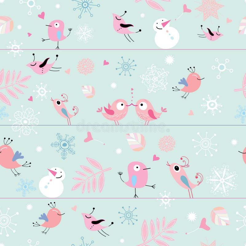 Seamless pattern of funny birds