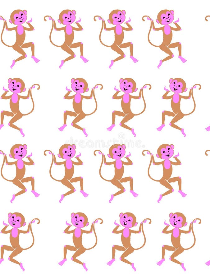 Seamless Pattern with Funny Dancing Monkeys. Vector Illustration Stock ...