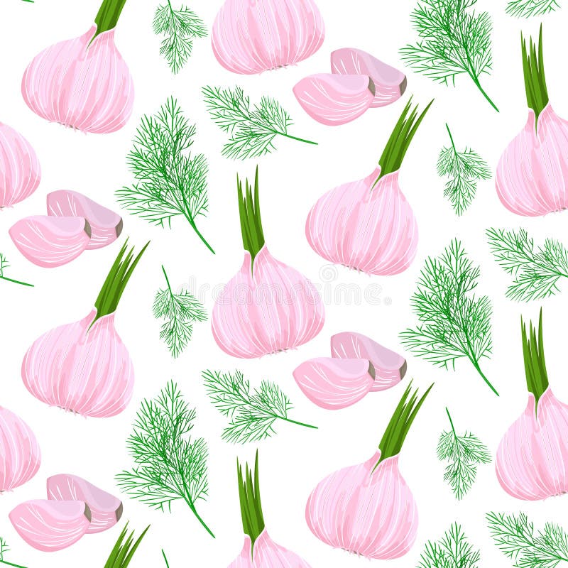 Seamless Pattern Garlic Vegetables Ornament Background