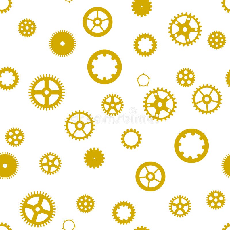 Seamless pattern with gear. Golden gears on a white background. Vector vector illustration