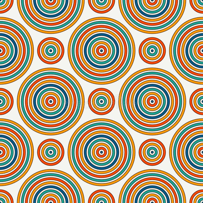 Seamless pattern with geometric figures. Repeated circles wallpaper. Abstract background with bright colors vortexes