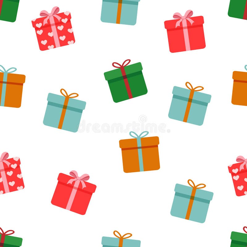 Seamless pattern with gift boxes. Vector texture illustration for valentine&x27;s day, christmas and other holidays for
