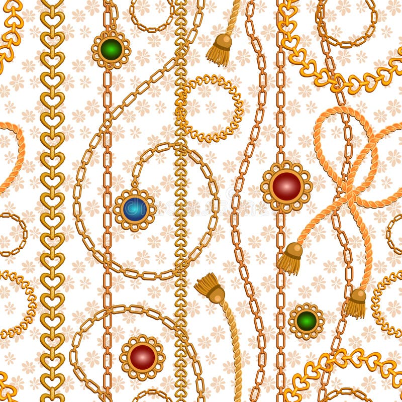 Seamless Pattern with Gold Jewelry Stock Vector Illustration of