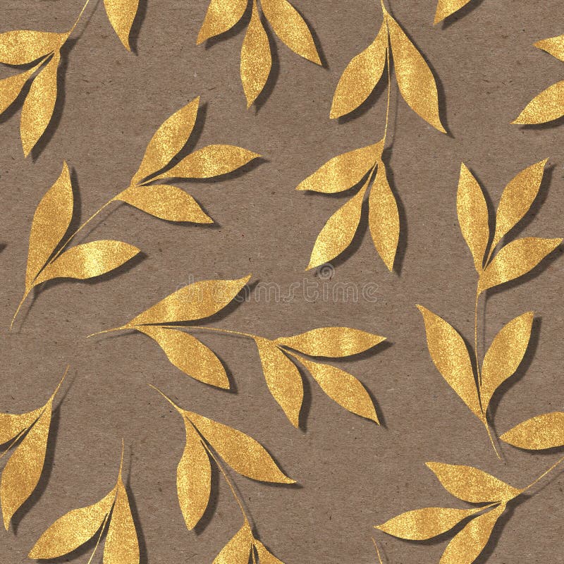 Seamless Pattern with Gold Leaves Stock Illustration Illustration of