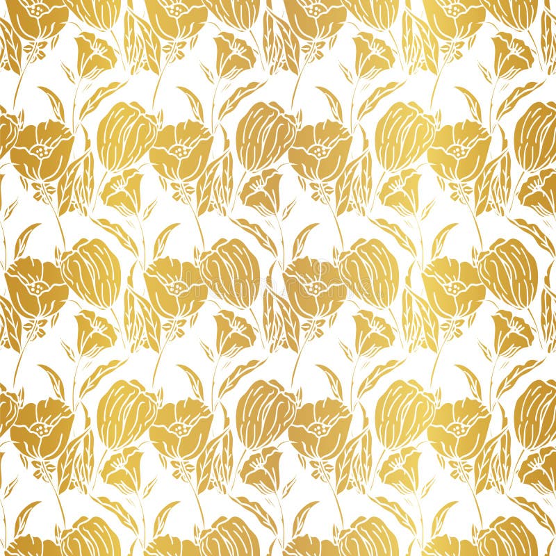 Seamless pattern with gold leaf, autumn leaves background. Vector, EPS10.