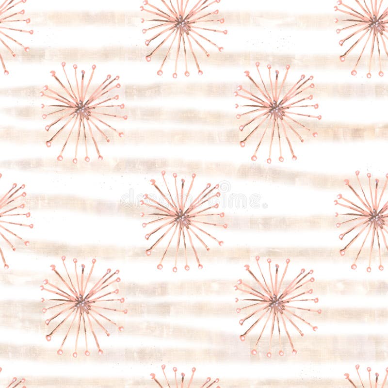 Seamless pattern gouache surreal beige flowers with gold stripes royalty free illustration Seamless pattern gouache surreal beige flowers with gold stripes royalty free illustration