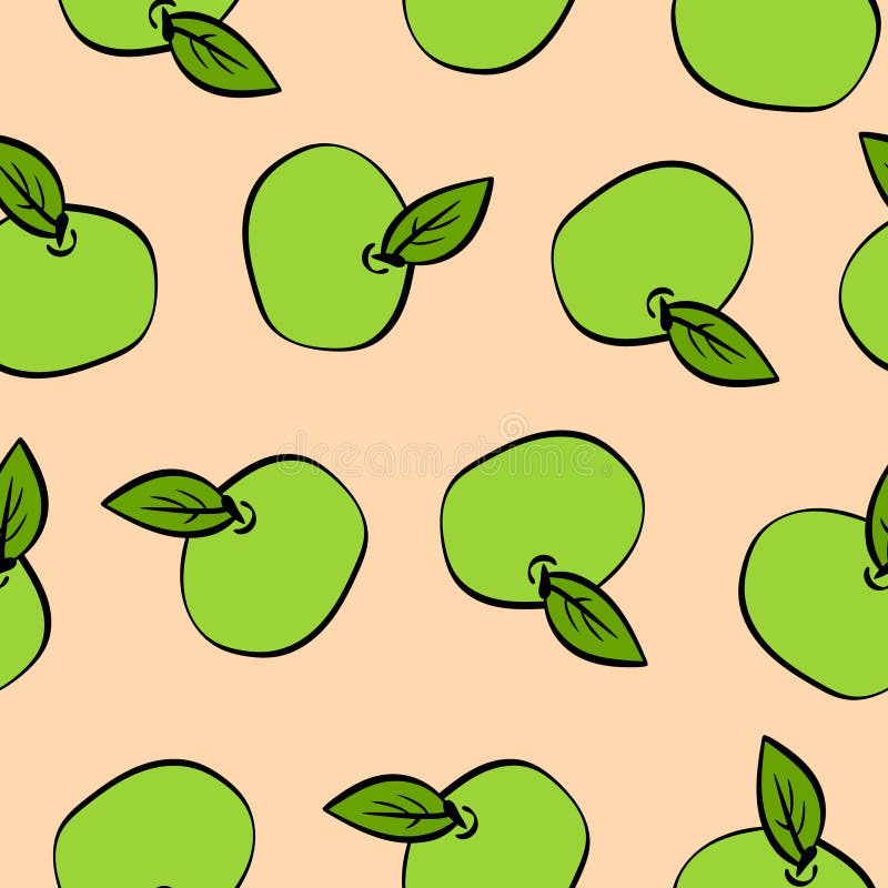 Seamless Pattern with Green Apples Stock Vector - Illustration of food ...