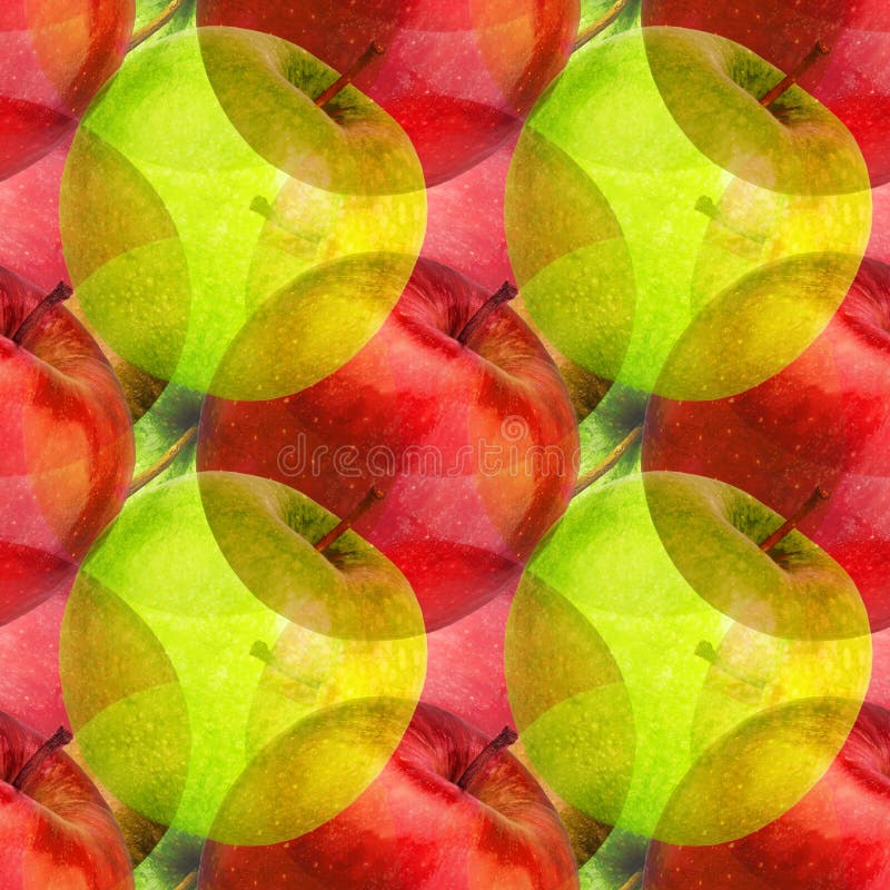 Seamless pattern green and red apples, abstract colorful apple repeating ornament, bright artistic fruits backdrop, fruity print. Seamless pattern green and red royalty free stock image Seamless pattern green and red apples, abstract colorful apple repeating ornament, bright artistic fruits backdrop, fruity print. Seamless pattern green and red royalty free stock image