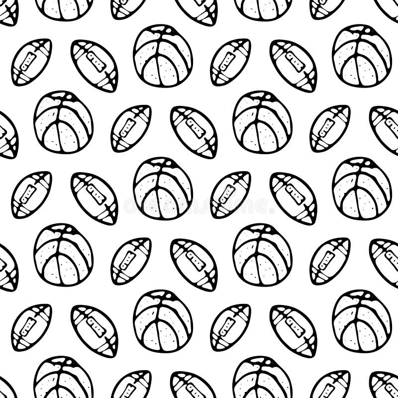 Seamless Pattern Hand Drawn Ball Doodle. Sketch Back To School, Icon ...