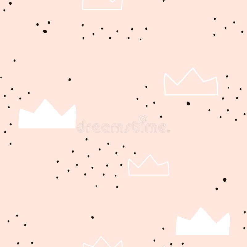 Seamless pattern with hand drawn crowns. Creative tender modern texture for fabric, wrapping, textile, wallpaper, apparel. Vector