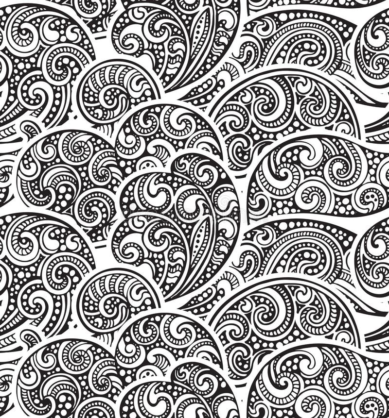 Seamless Pattern with Hand Drawn Doodle Sea Waves Stock Vector ...