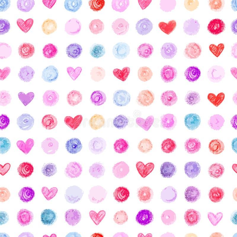 Seamless pattern with hand drawn hearts and dots stock illustration Seamless pattern with hand drawn hearts and dots stock illustration
