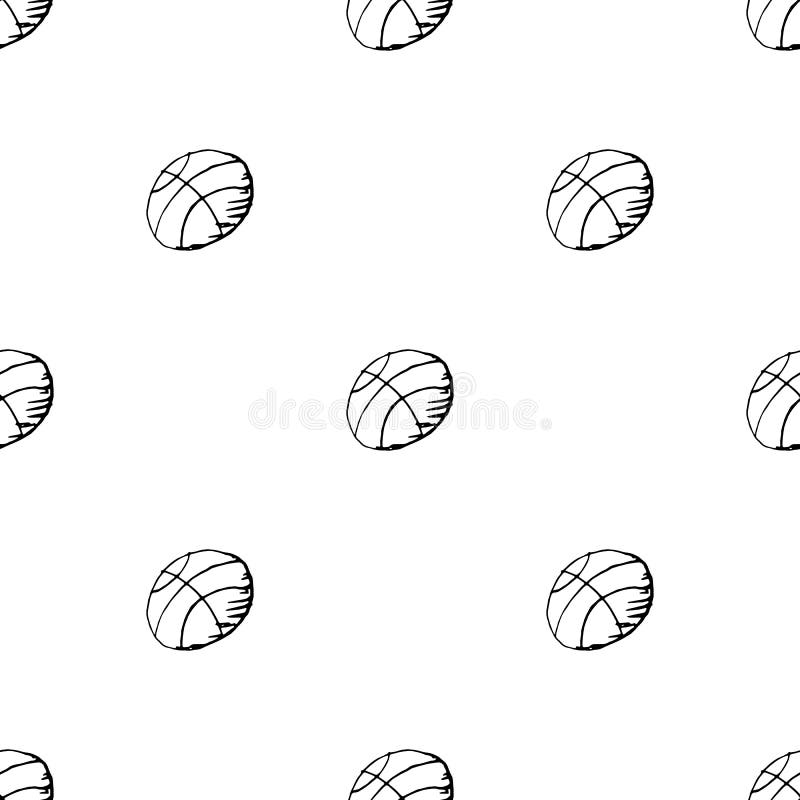 Seamless Pattern Handdrawn Ball Doodle Icon. Hand Drawn Black Sketch ...