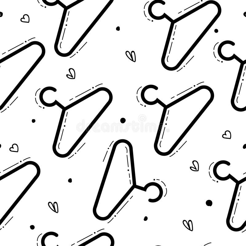 Seamless Pattern with hangers for clothes on a white background