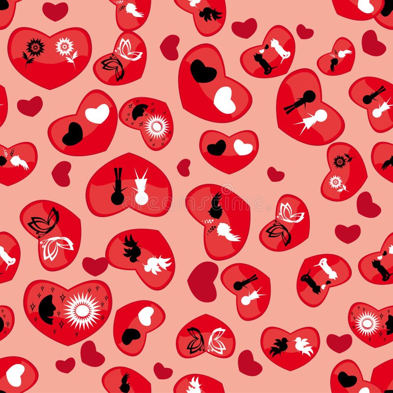 Seamless pattern with hearts