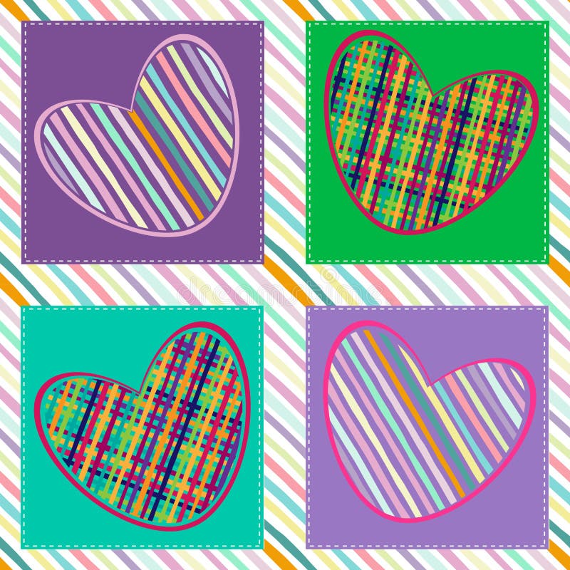 Seamless Pattern with Hearts. Bright Picture of Love. Print Diagonal