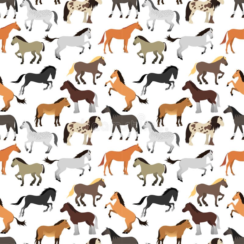 Seamless Pattern with Horse in Flat Style. Stock Vector - Illustration of  hooves, color: 83404261