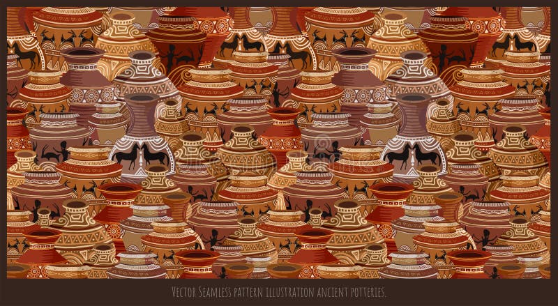 Seamless pattern illustration ancient potteries royalty free illustration