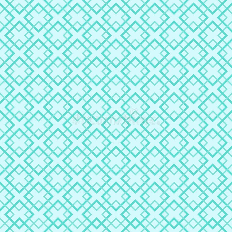 A seamless pattern of intersecting lines forming a grid of squares in a light blue and turquoise color palette stock illustration