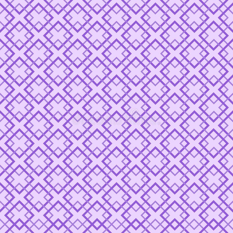 A seamless pattern of intersecting lines forming a grid of squares in a soft purple and lavender color palette stock illustration