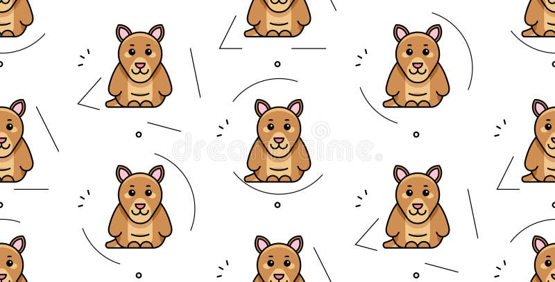 Seamless pattern with kangaroos. Icon design. Template elements