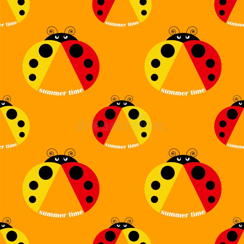 Seamless pattern with ladybug