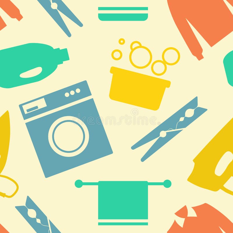 Seamless laundry pattern. stock vector. Illustration of pictogram ...