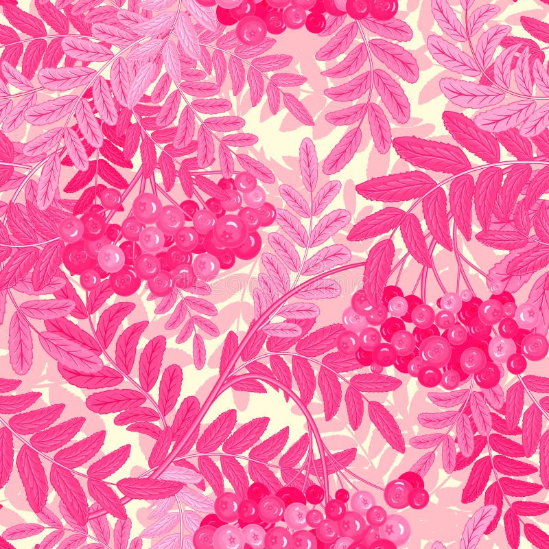 Seamless pattern with leaves and ash-berry rowanberry. Vector illustration vector illustration Seamless pattern with leaves and ash-berry rowanberry. Vector illustration vector illustration