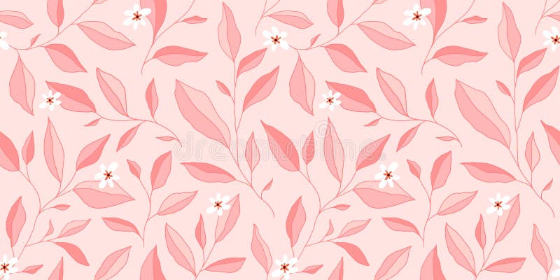 Seamless pattern with leaves and little flowers. Vector elegant floral background