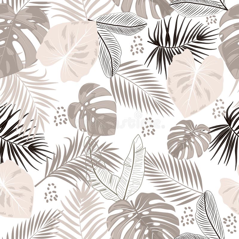 Vector tropical jungle seamless pattern with palm tree leaves vector illustration
