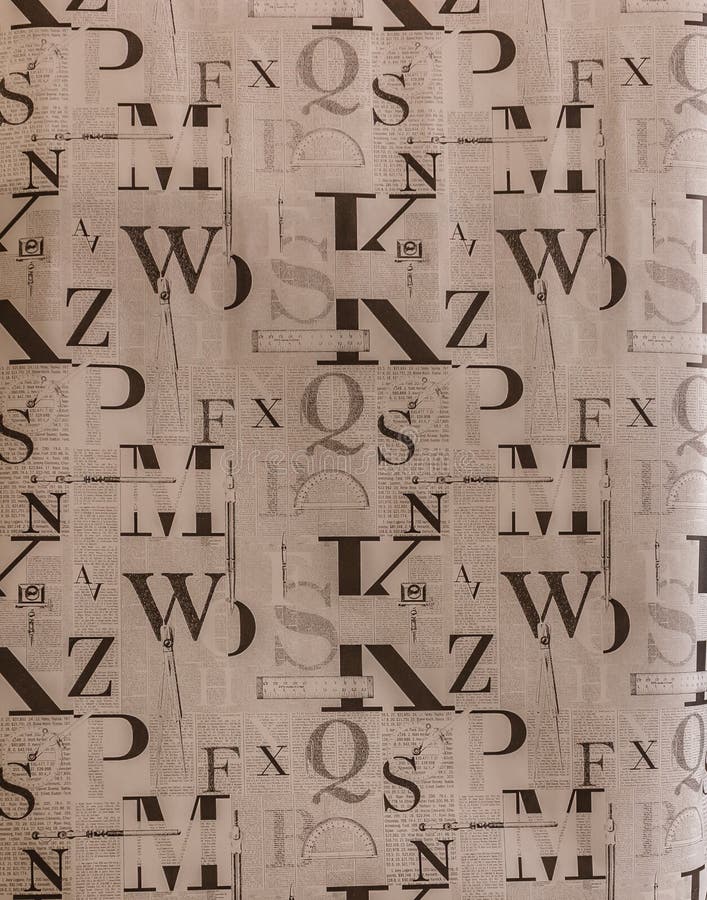 Seamless Pattern with Letters of the Alphabet in Random Order Stock