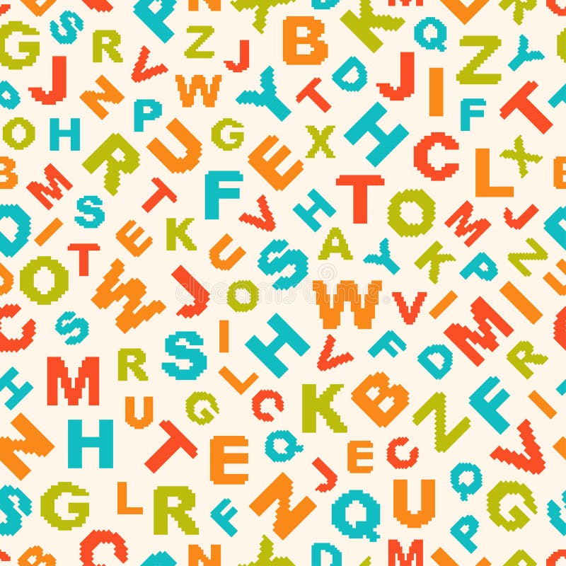 Seamless Pattern With Letters Of Alphabet Stock Vector - Illustration